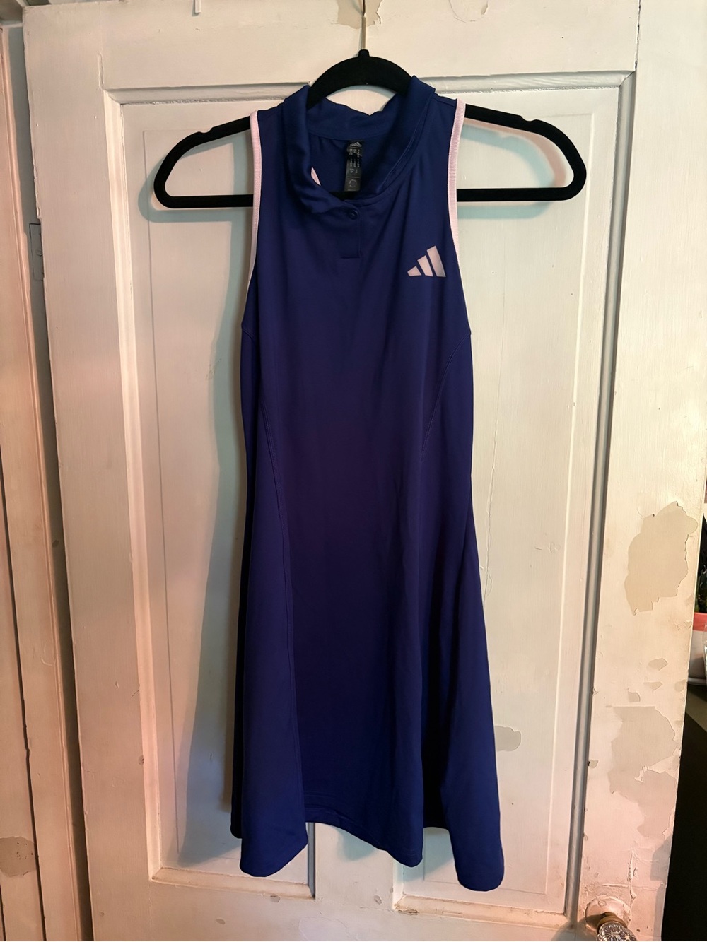 adidas dark blue Sleeveless Athletic collared Dress with Pink Trim